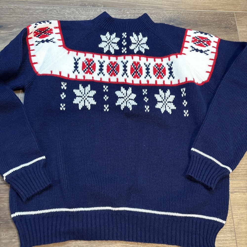 Vintage 1970s JCPenney Fair Isle Christmas Sweater Holiday Classic XL Cottage